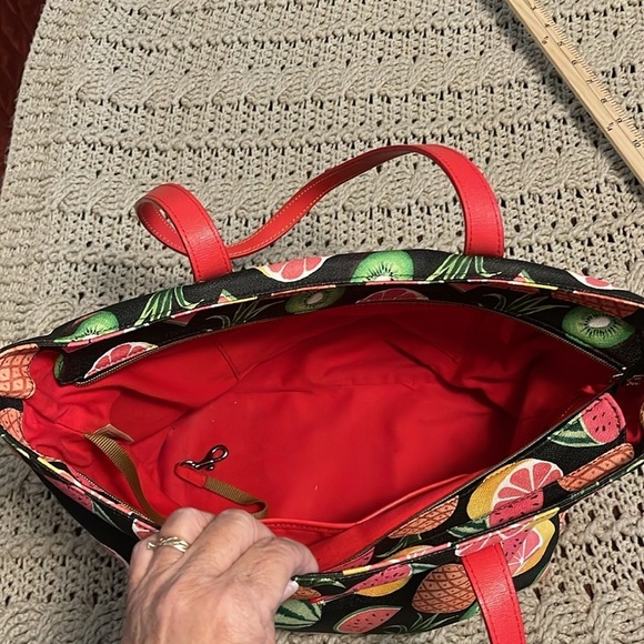DOONEY & BOURKE Summer Fruit Print Tote Purse Watermelon‎ Pineapple Kiwi 16.5x11 - Picture 10 of 16